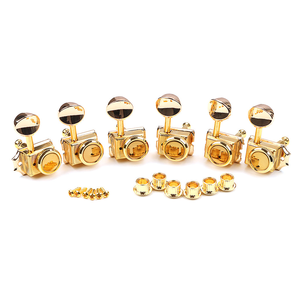 6 Inline Vintage Guitar Lock String Tuners Tuning Key Pegs Machine Heads for ST TL Style Electric Guitars Gold