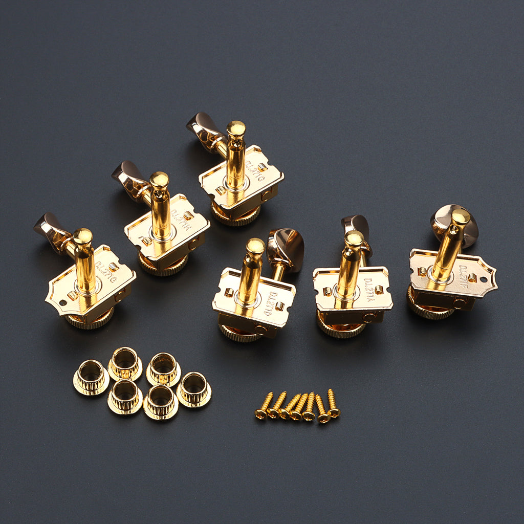 6 Inline Vintage Guitar Lock String Tuners Tuning Key Pegs Machine Heads for ST TL Style Electric Guitars Gold