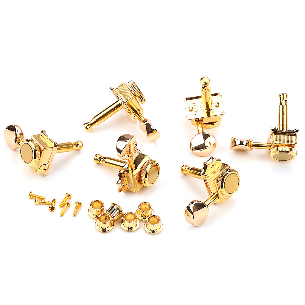 6 Inline Vintage Guitar Lock String Tuners Tuning Key Pegs Machine Heads for ST TL Style Electric Guitars Gold