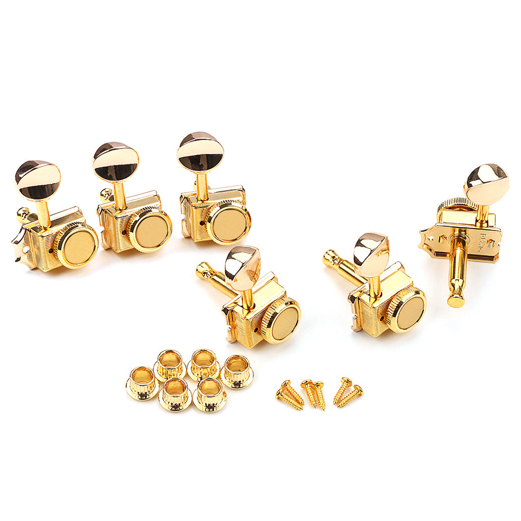 6 Inline Vintage Guitar Lock String Tuners Tuning Key Pegs Machine Heads for ST TL Style Electric Guitars Gold