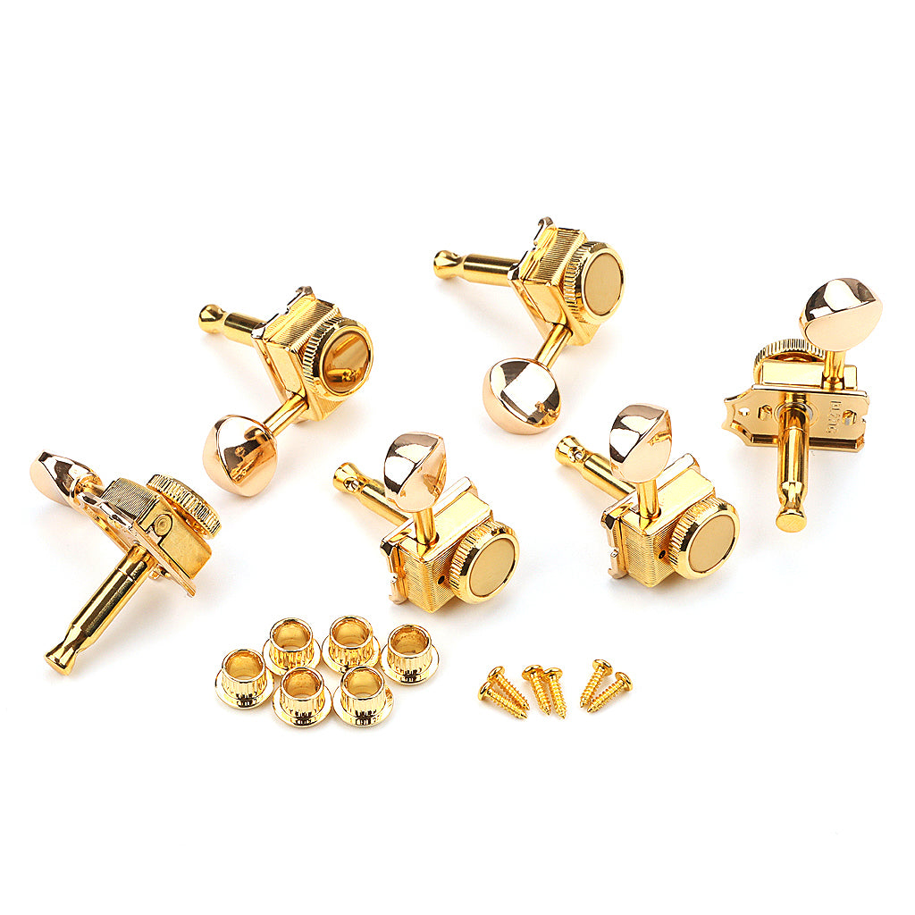 6 Inline Vintage Guitar Lock String Tuners Tuning Key Pegs Machine Heads for ST TL Style Electric Guitars Gold