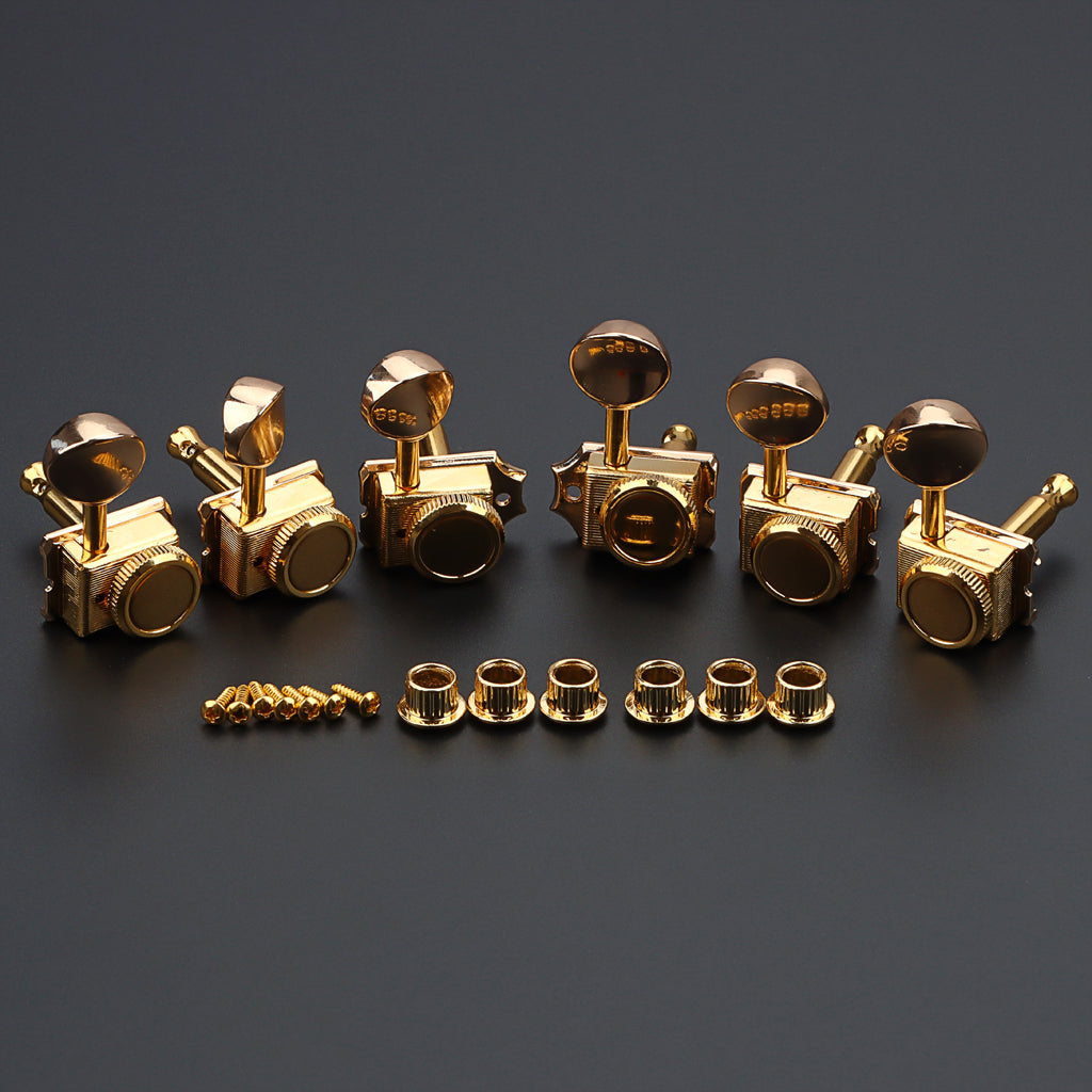 6 Inline Vintage Guitar Lock String Tuners Tuning Key Pegs Machine Heads for ST TL Style Electric Guitars Gold