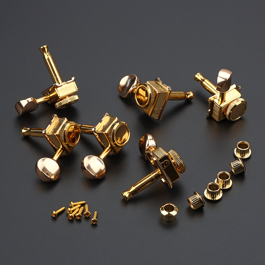 6 Inline Vintage Guitar Lock String Tuners Tuning Key Pegs Machine Heads for ST TL Style Electric Guitars Gold