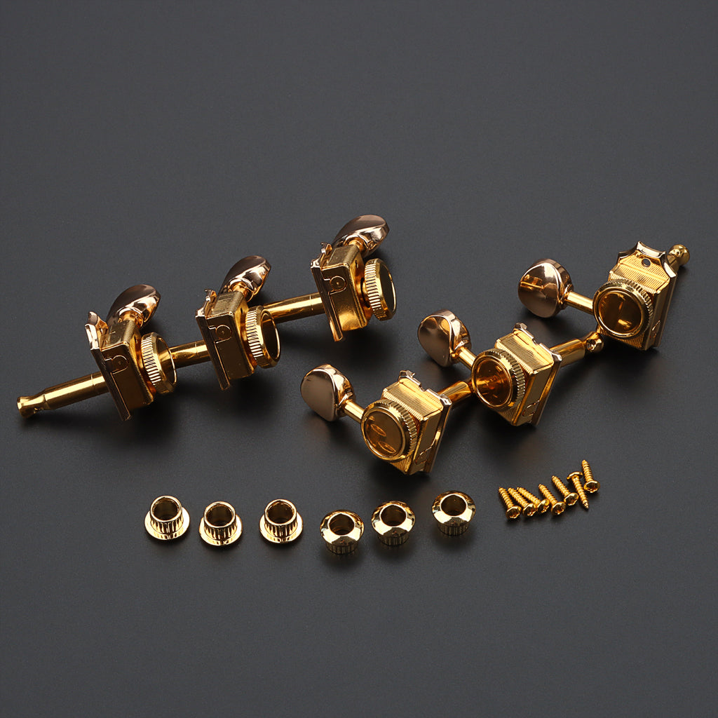 6 Inline Vintage Guitar Lock String Tuners Tuning Key Pegs Machine Heads for ST TL Style Electric Guitars Gold