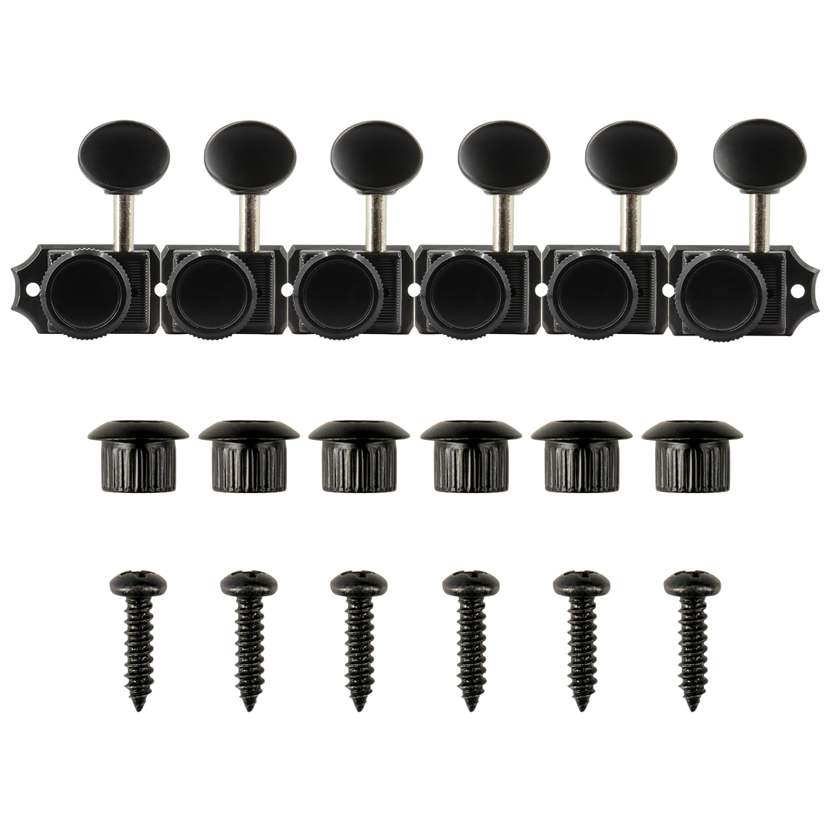 Left Hand 6 inline Vintage Guitar Locking Tuners Tuning Pegs Keys Machine Heads Set for Electric Guitar Black