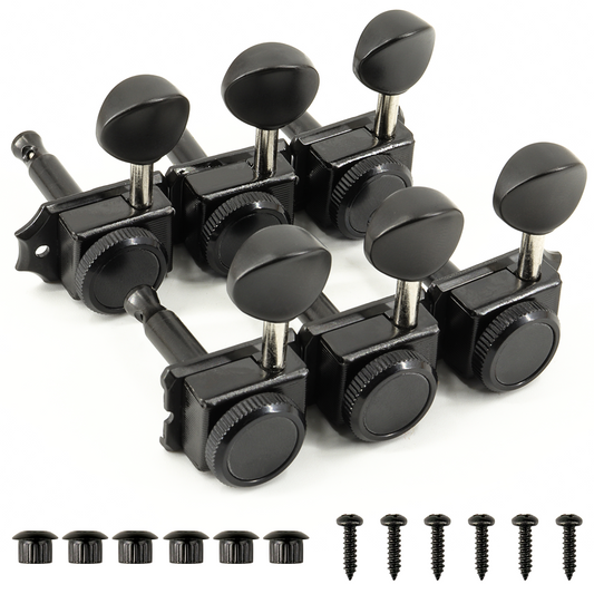 Left Hand 6 inline Vintage Guitar Locking Tuners Tuning Pegs Keys Machine Heads Set for Electric Guitar Black