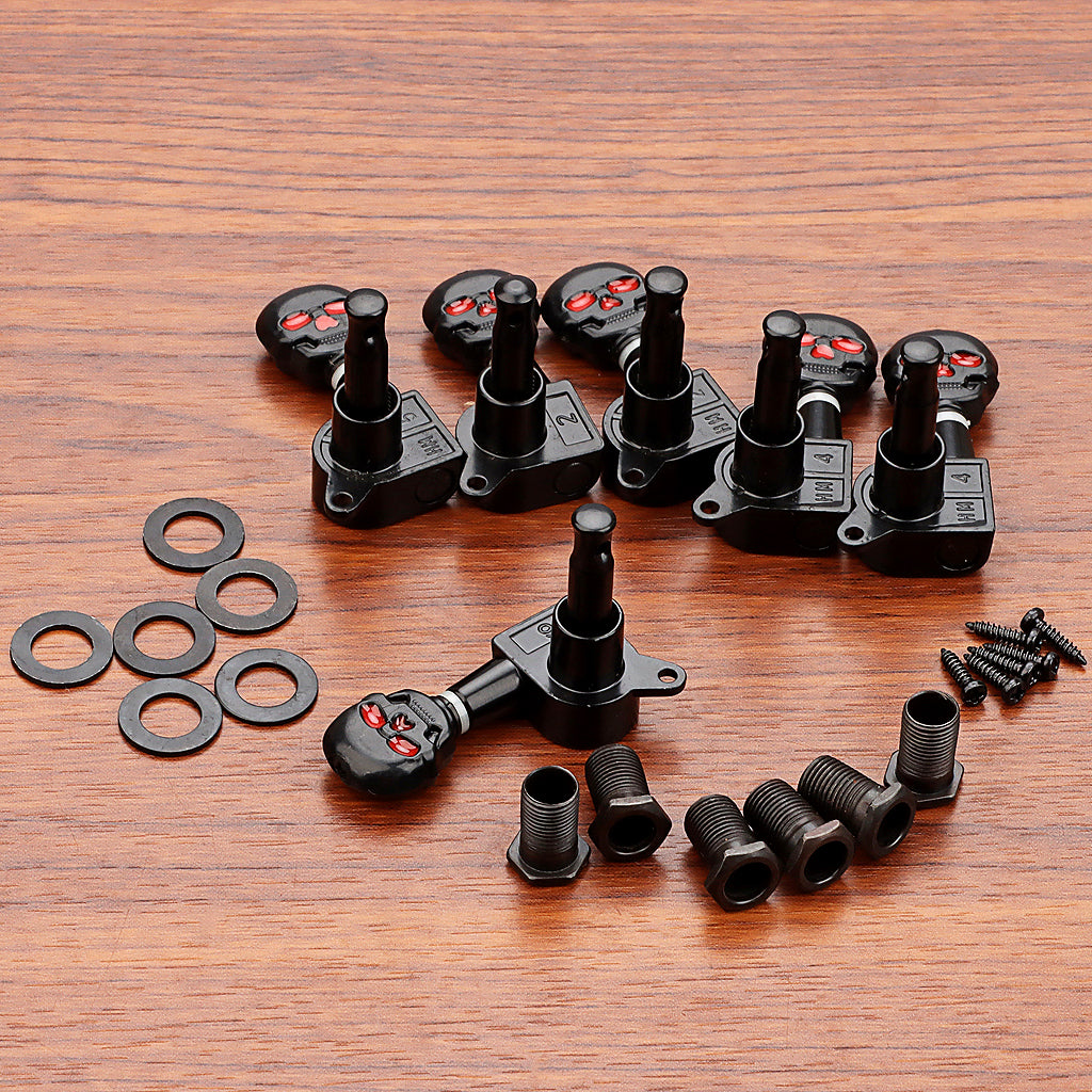 6R Guitar Tuner Pegs Skull Button Tuning Pegs Keys Tuner Machine Heads for Electric Acoustic Guitar Replacement Parts