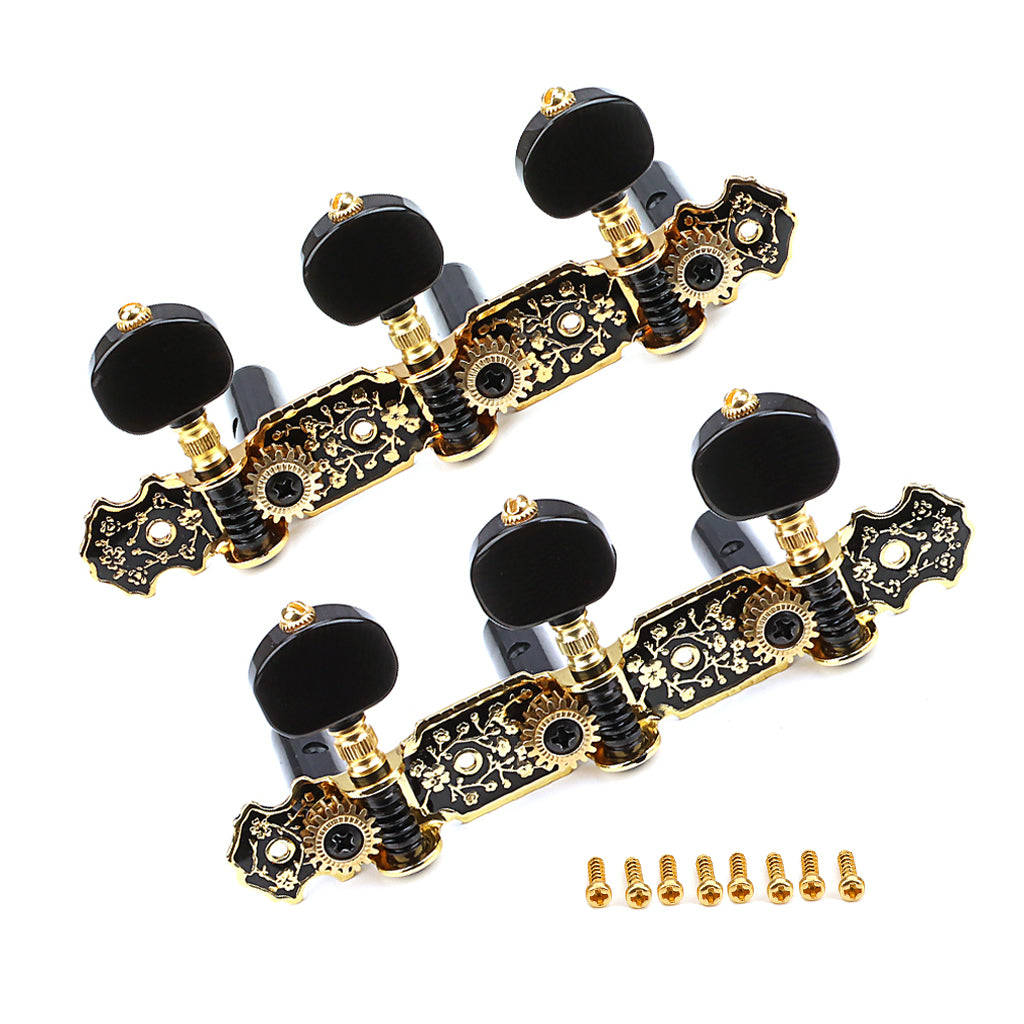 Black & Gold Guitar Machine Heads Tuning Keys Pegs for Classical Guitar Ratio 1:18