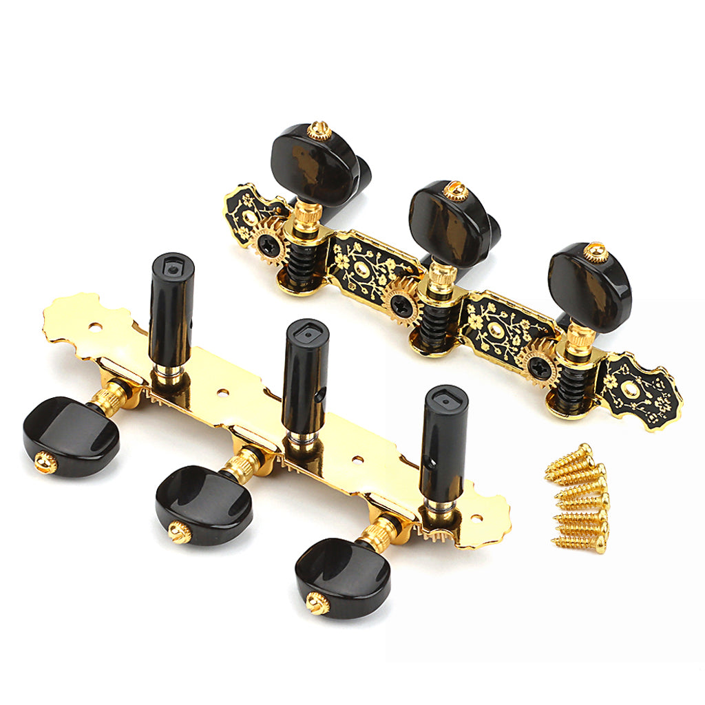 Black & Gold Guitar Machine Heads Tuning Keys Pegs for Classical Guitar Ratio 1:18