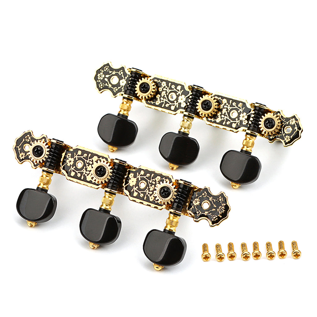 Black & Gold Guitar Machine Heads Tuning Keys Pegs for Classical Guitar Ratio 1:18