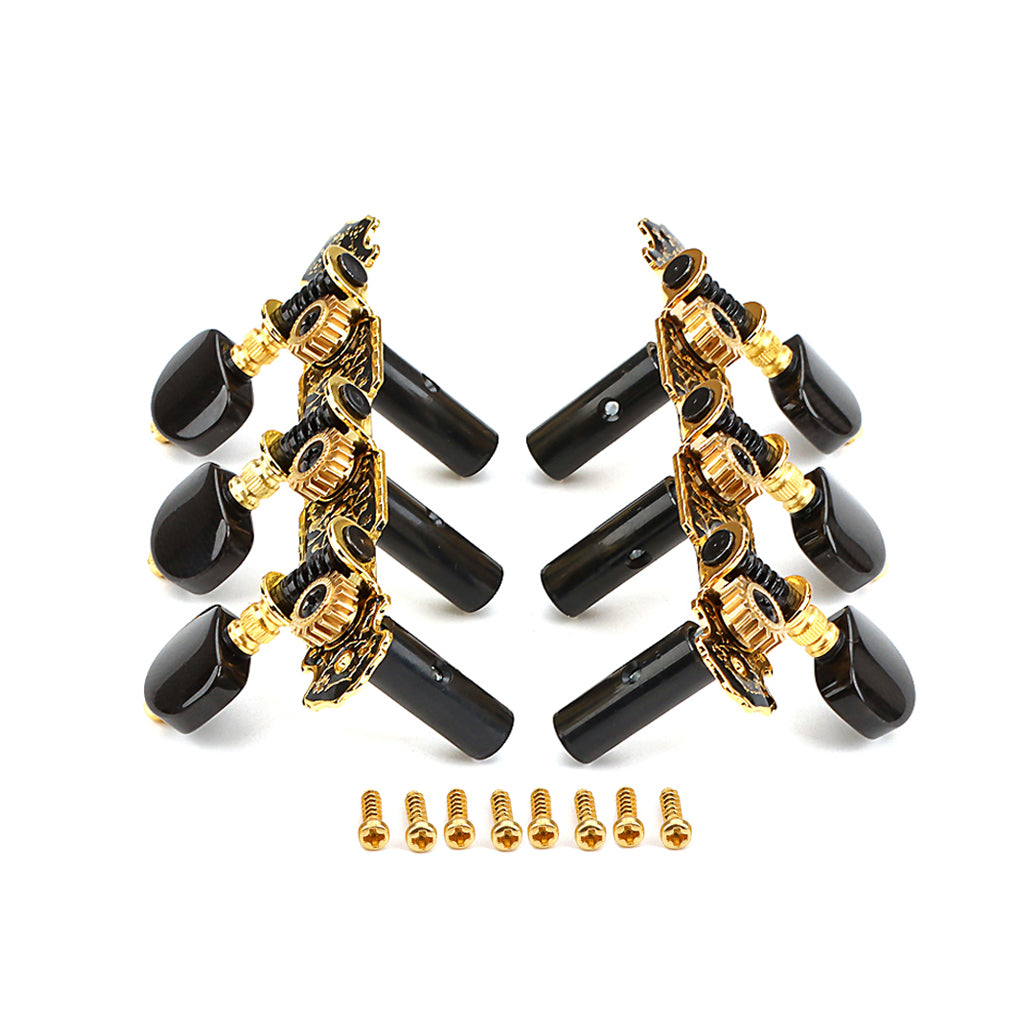 Black & Gold Guitar Machine Heads Tuning Keys Pegs for Classical Guitar Ratio 1:18