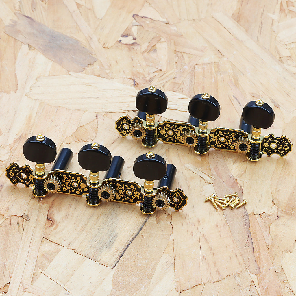 Black & Gold Guitar Machine Heads Tuning Keys Pegs for Classical Guitar Ratio 1:18