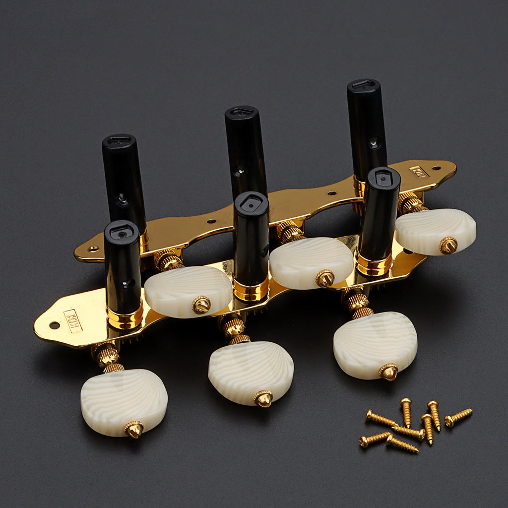 3+3 Classical Guitar String Tuning Pegs Keys Guitar tuners Machines Heads Set for Classical Guitar, Gold & Black