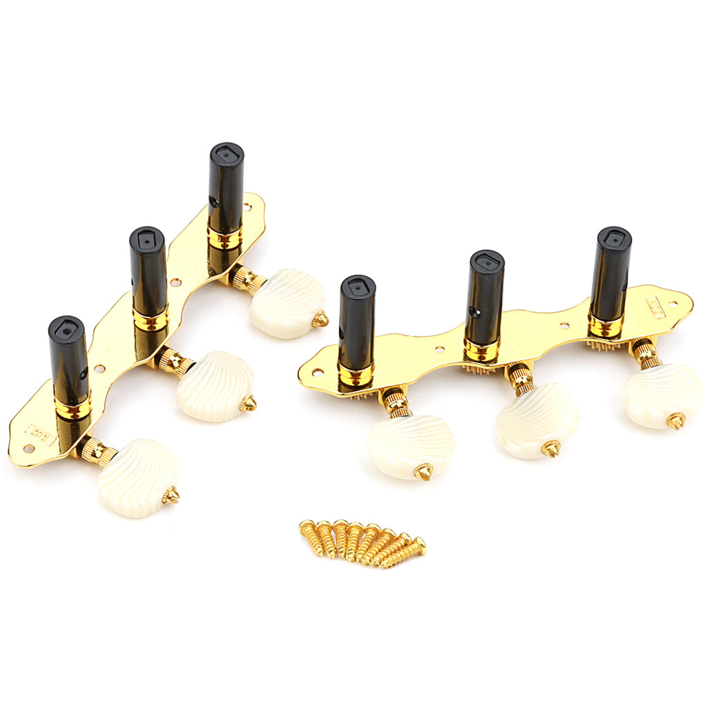 3+3 Classical Guitar String Tuning Pegs Keys Guitar tuners Machines Heads Set for Classical Guitar, Gold & Black