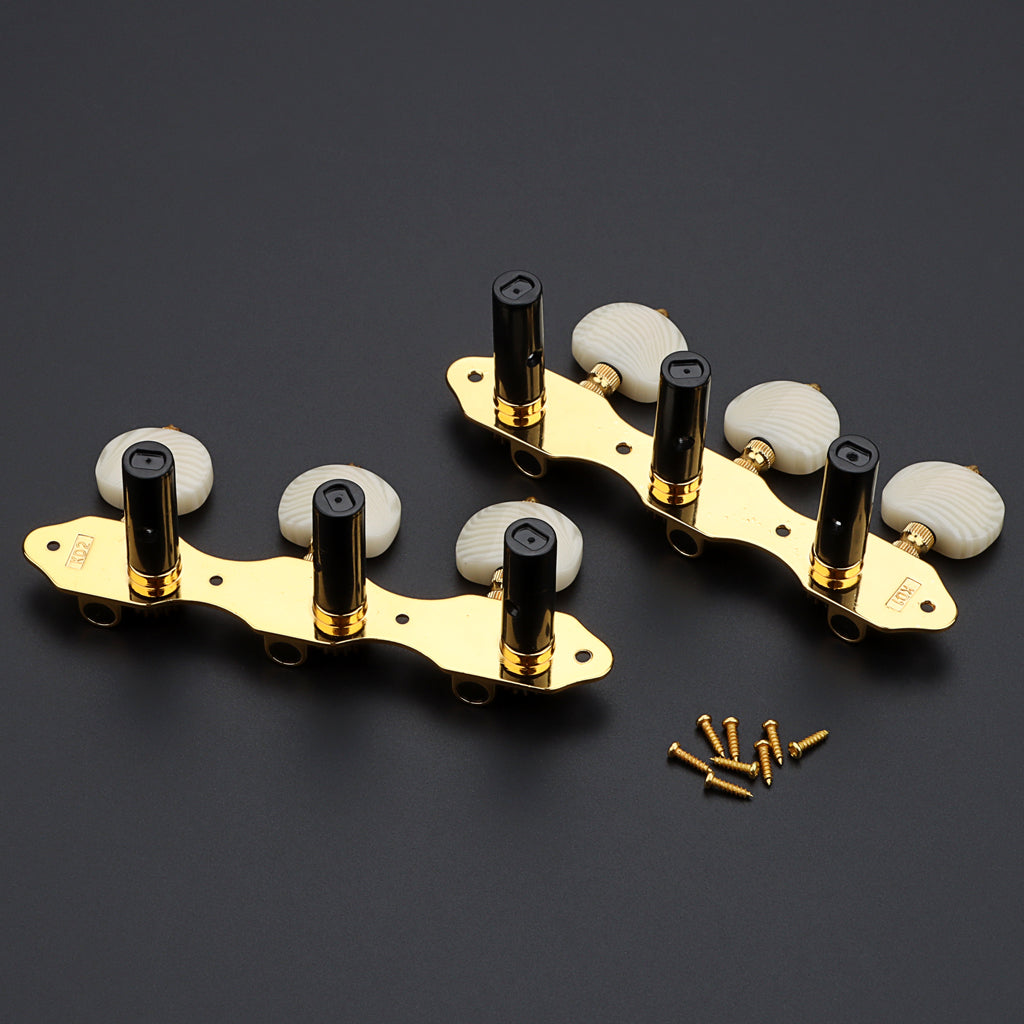 3+3 Classical Guitar String Tuning Pegs Keys Guitar tuners Machines Heads Set for Classical Guitar, Gold & Black