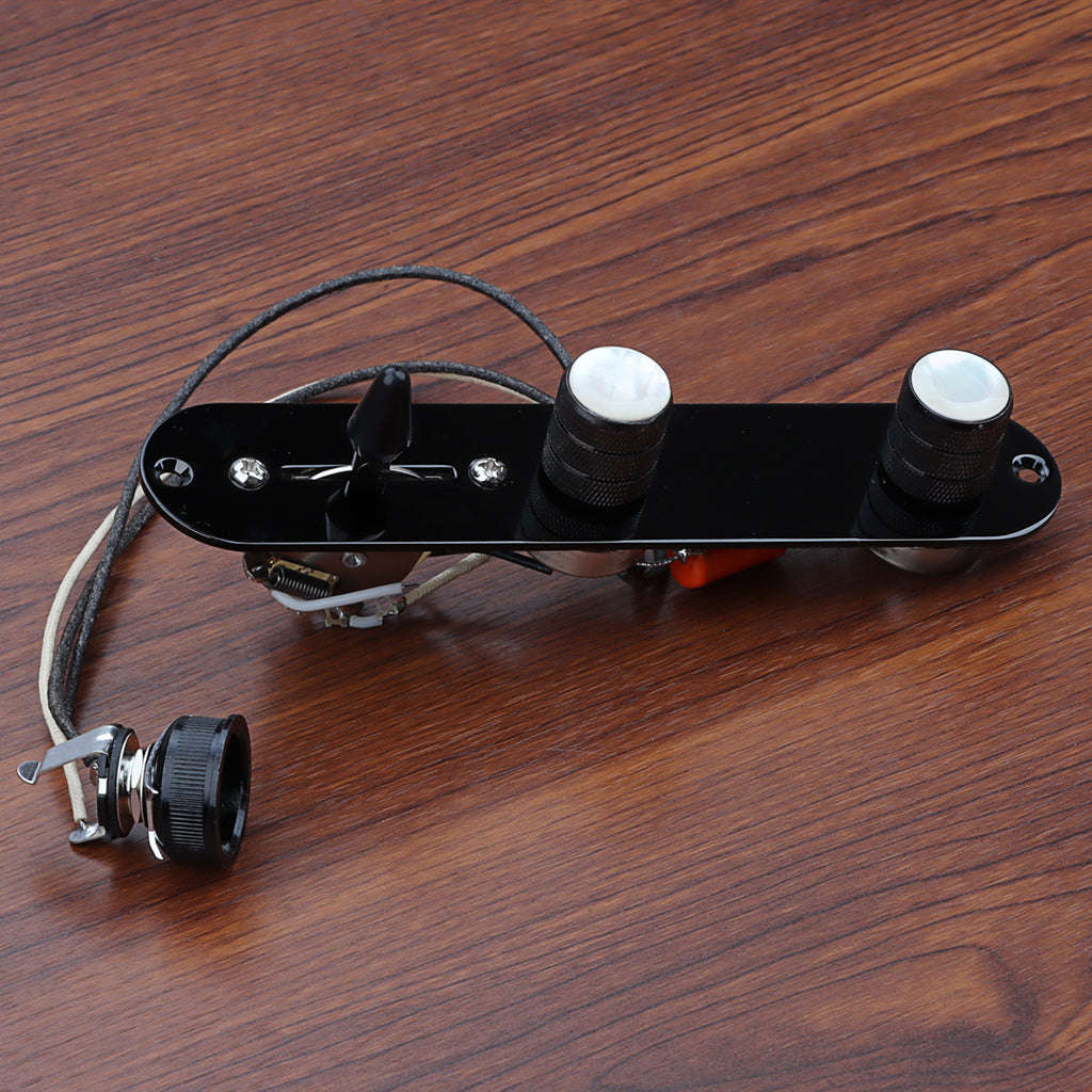 Fully Loaded Control Plate Pre-Wired 3-Way Control Plate with Wiring Harness for Telecaster Electric Guitar Black