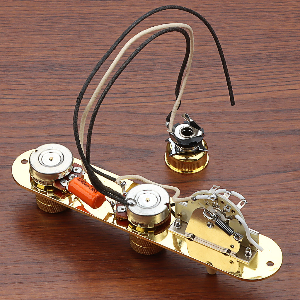 Fully Loaded Control Plate Pre-Wired 3-Way Control Plate with Wiring Harness for Telecaster Electric Guitar Gold