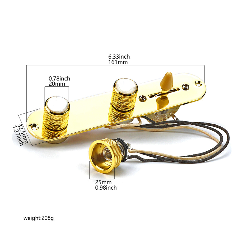 Fully Loaded Control Plate Pre-Wired 3-Way Control Plate with Wiring Harness for Telecaster Electric Guitar Gold