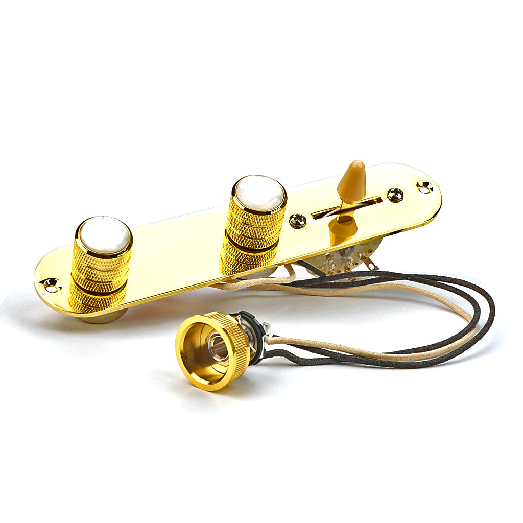 Fully Loaded Control Plate Pre-Wired 3-Way Control Plate with Wiring Harness for Telecaster Electric Guitar Gold