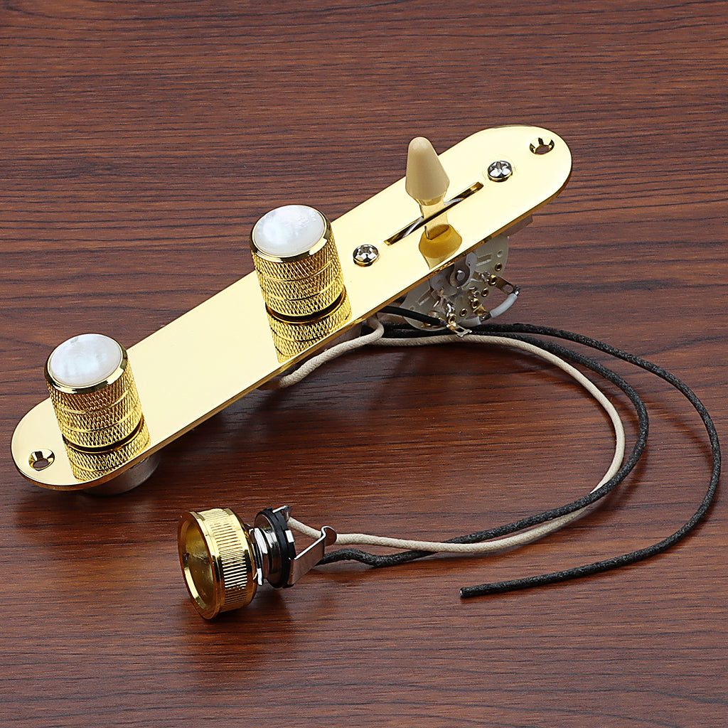 Fully Loaded Control Plate Pre-Wired 3-Way Control Plate with Wiring Harness for Telecaster Electric Guitar Gold