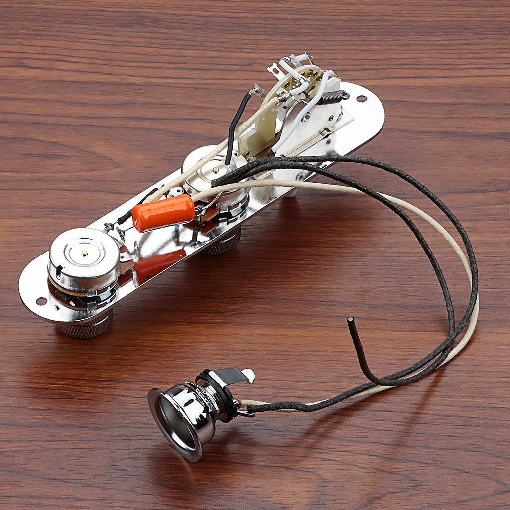 Fully Loaded Control Plate Pre-Wired 3-Way Control Plate with Wiring Harness for Telecaster Electric Guitar Chrome