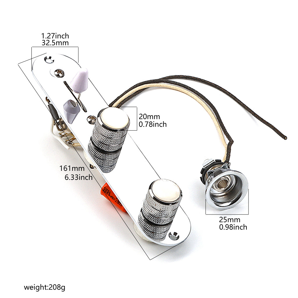 Fully Loaded Control Plate Pre-Wired 3-Way Control Plate with Wiring Harness for Telecaster Electric Guitar Chrome