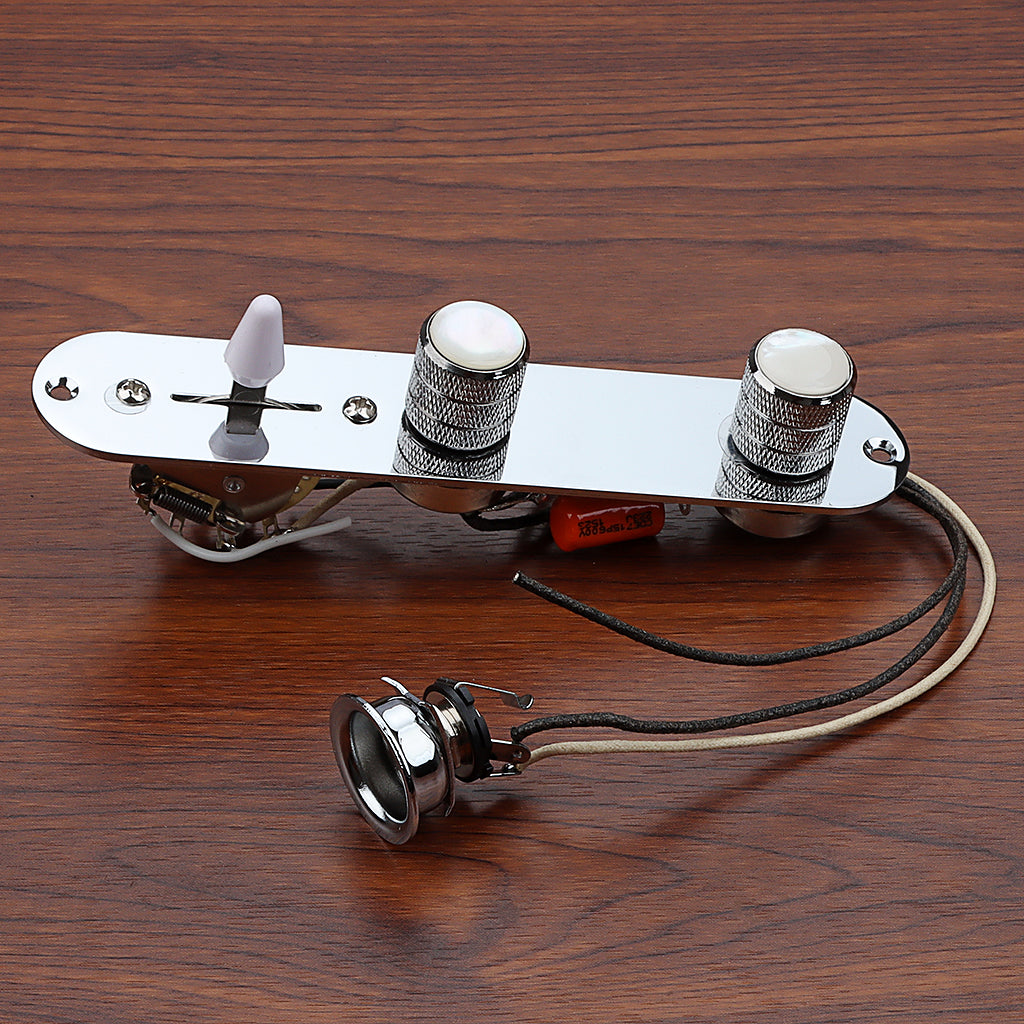 Fully Loaded Control Plate Pre-Wired 3-Way Control Plate with Wiring Harness for Telecaster Electric Guitar Chrome