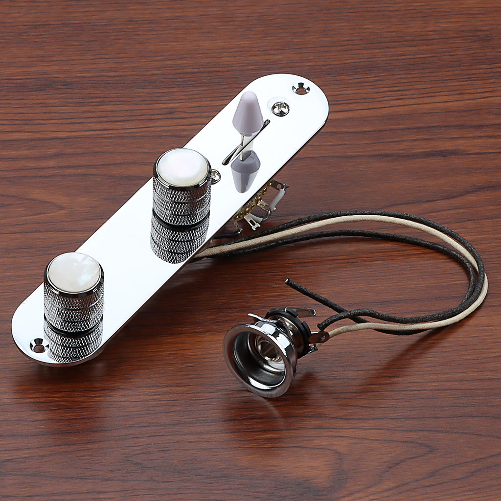 Fully Loaded Control Plate Pre-Wired 3-Way Control Plate with Wiring Harness for Telecaster Electric Guitar Chrome