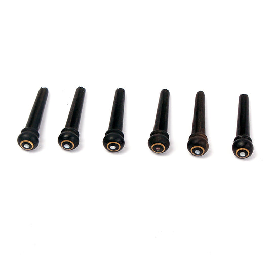 6x Ebony Bridge Pin With 2mm Golden Classical Style Dot Acoustic Guitar