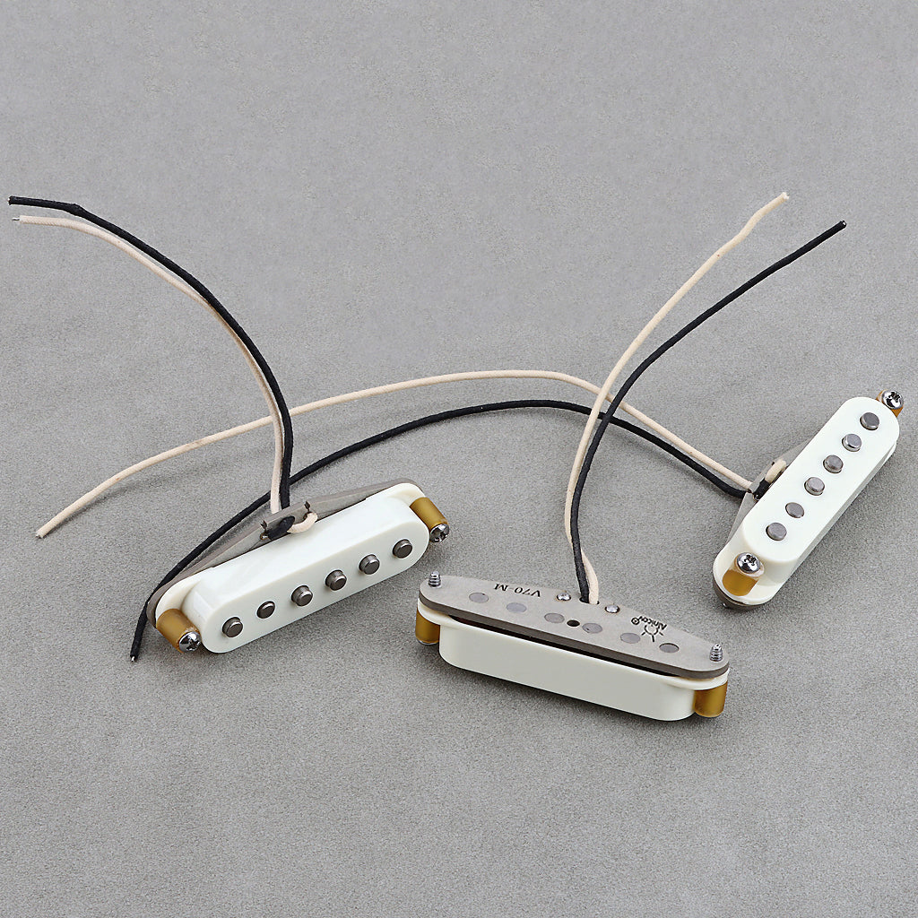 Vintage V70 SSS Alnico 5 Guitar Pickups Guitar Neck/Middle/Bridge Pickup for Strat Style Guitars,Aged White