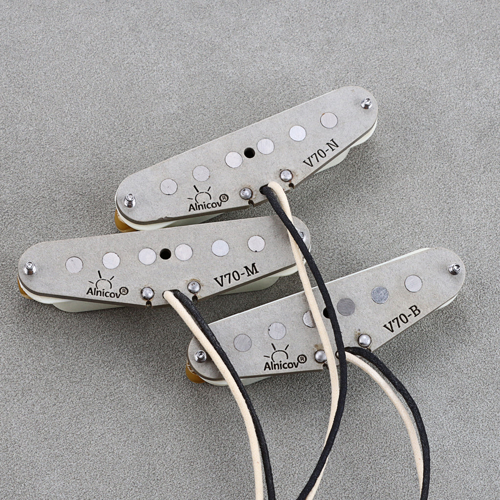 Vintage V70 SSS Alnico 5 Guitar Pickups Guitar Neck/Middle/Bridge Pickup for Strat Style Guitars,Aged White