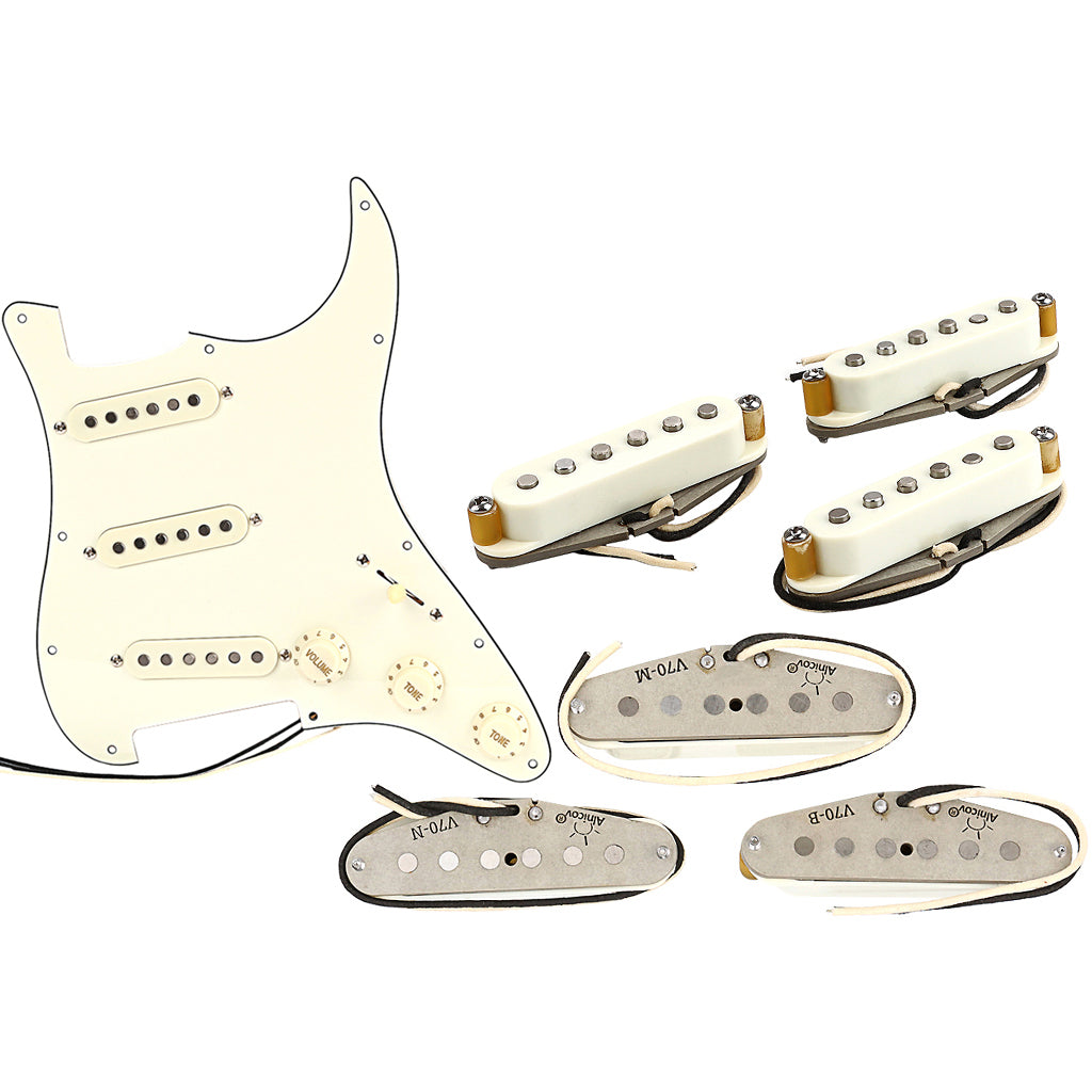 Vintage V70 SSS Alnico 5 Guitar Pickups Guitar Neck/Middle/Bridge Pickup for Strat Style Guitars,Aged White