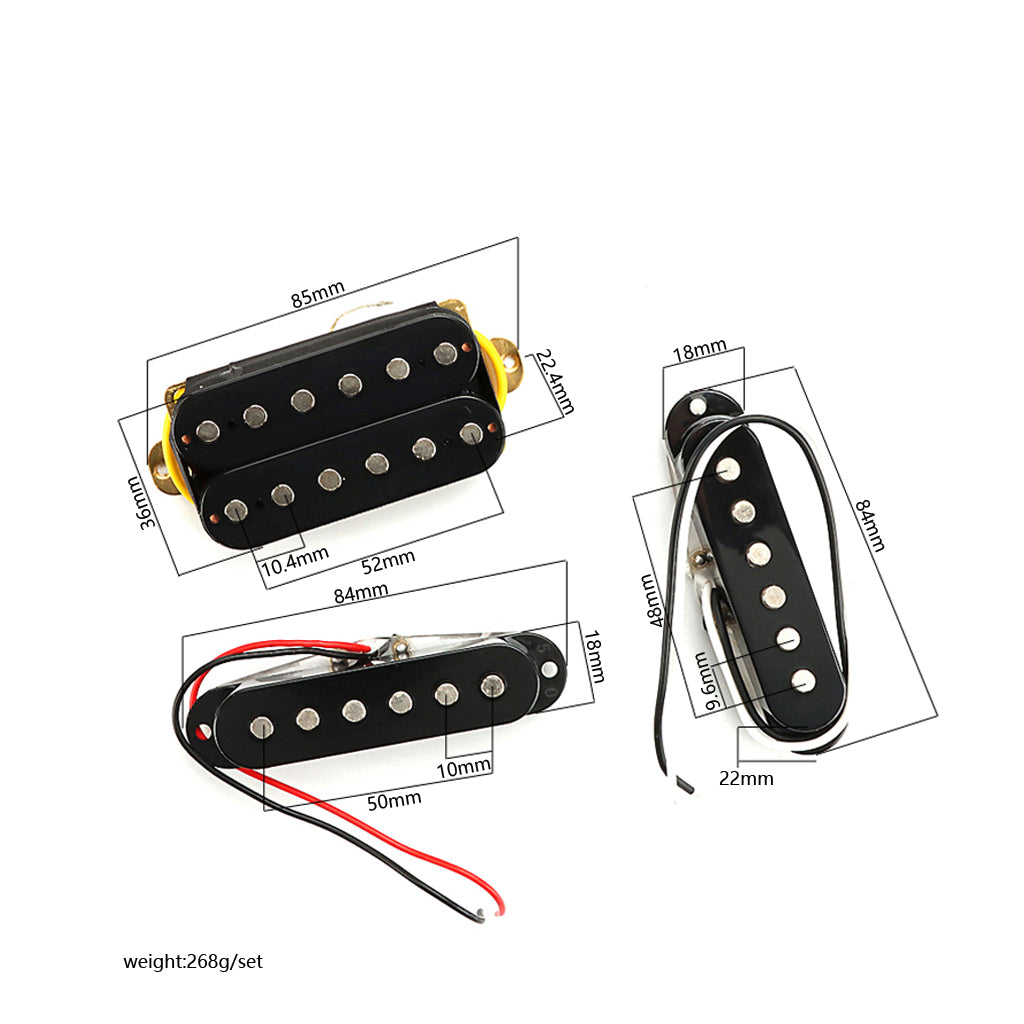 SSH Guitar Pickup Set Single Coil & Humbucker Pickups for Electric Guitar Parts Black