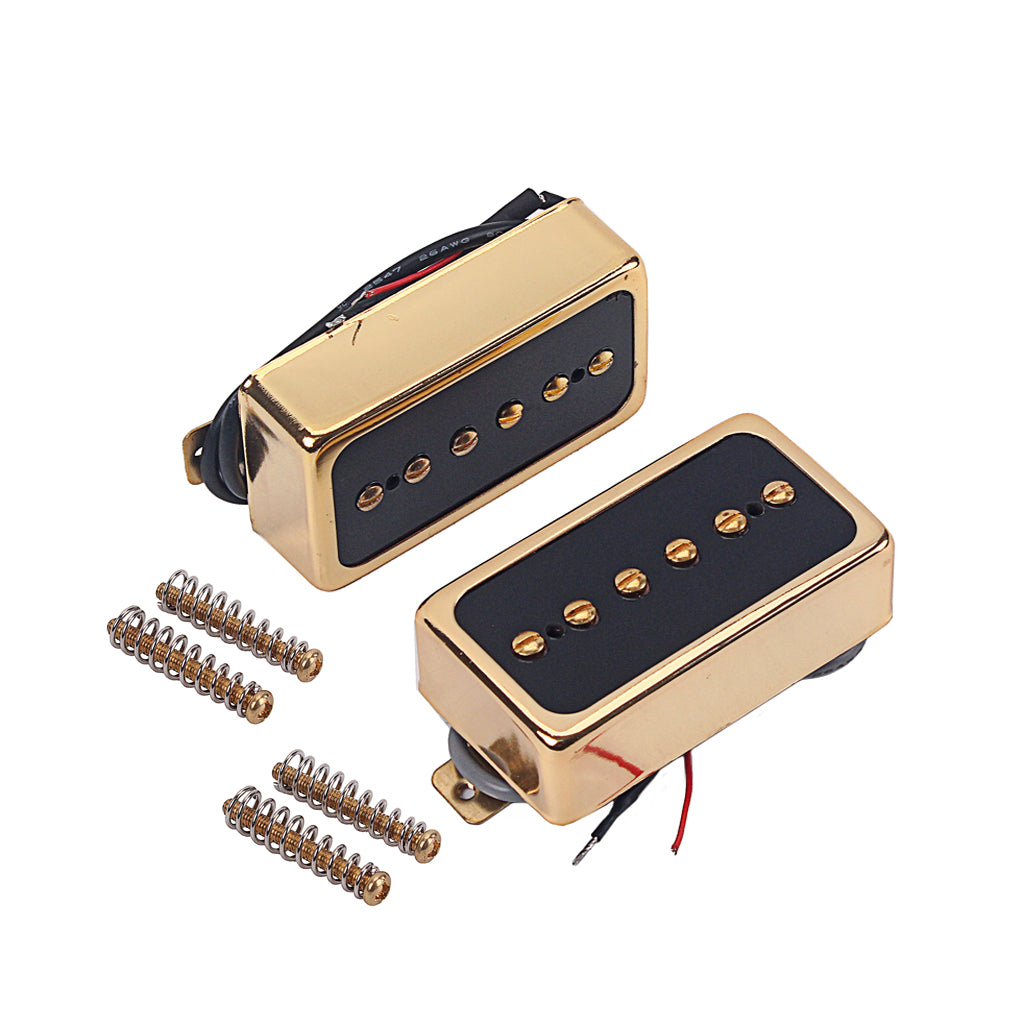 P90 Pickup Set,Alnico V Single Coil Bridge & Neck Pickups for Les Paul P90 Style Humbucker Size Electric Guitar