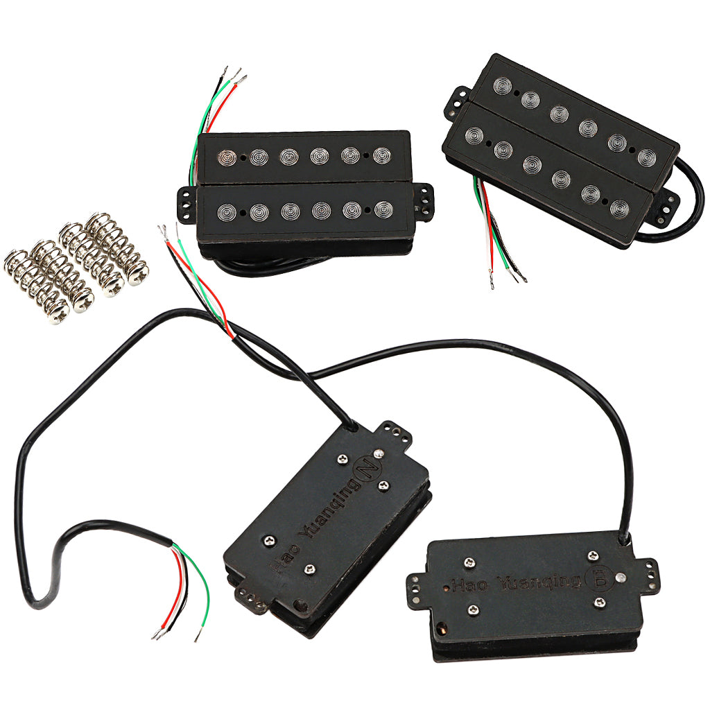 Humbucker Pickup Set Fiber Alnico 5 Double Coil Neck and Bridge Guitar Pickup for Electric Guitar Black