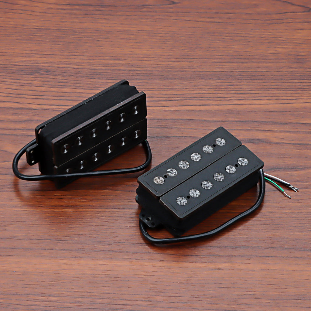 Humbucker Pickup Set Fiber Alnico 5 Double Coil Neck and Bridge Guitar Pickup for Electric Guitar Black