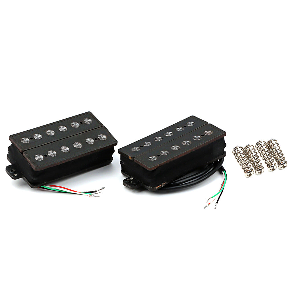 Humbucker Pickup Set Fiber Alnico 5 Double Coil Neck and Bridge Guitar Pickup for Electric Guitar Black