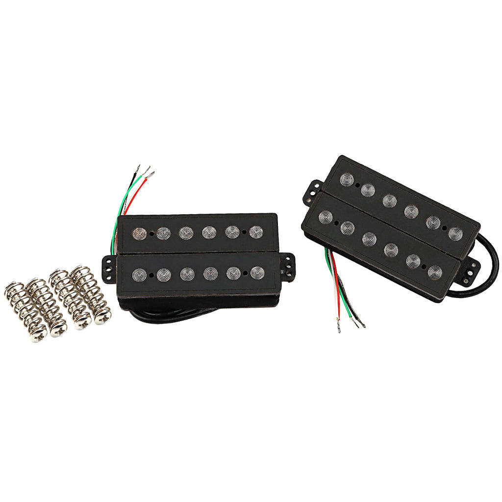 Humbucker Pickup Set Fiber Alnico 5 Double Coil Neck and Bridge Guitar Pickup for Electric Guitar Black