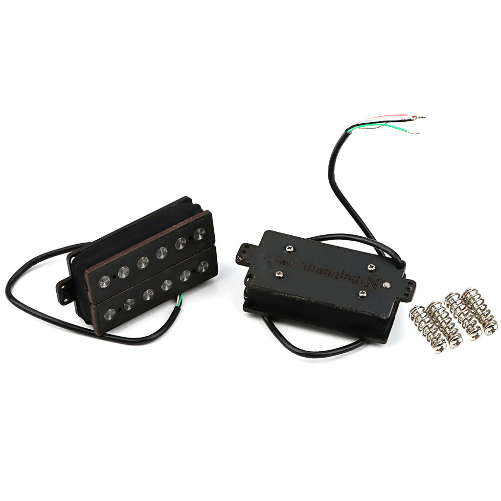 Humbucker Pickup Set Fiber Alnico 5 Double Coil Neck and Bridge Guitar Pickup for Electric Guitar Black