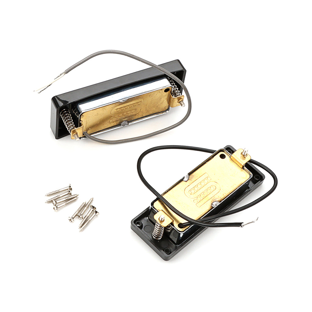 Set of 2Pcs Mini 6 String Guitar Humbucker Pickups with Black Ring for Electric Guitar Parts Chrome