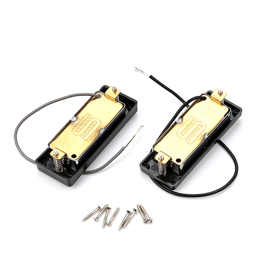 Set of 2Pcs Mini 6 String Guitar Humbucker Pickups with Black Ring for Electric Guitar Parts Chrome