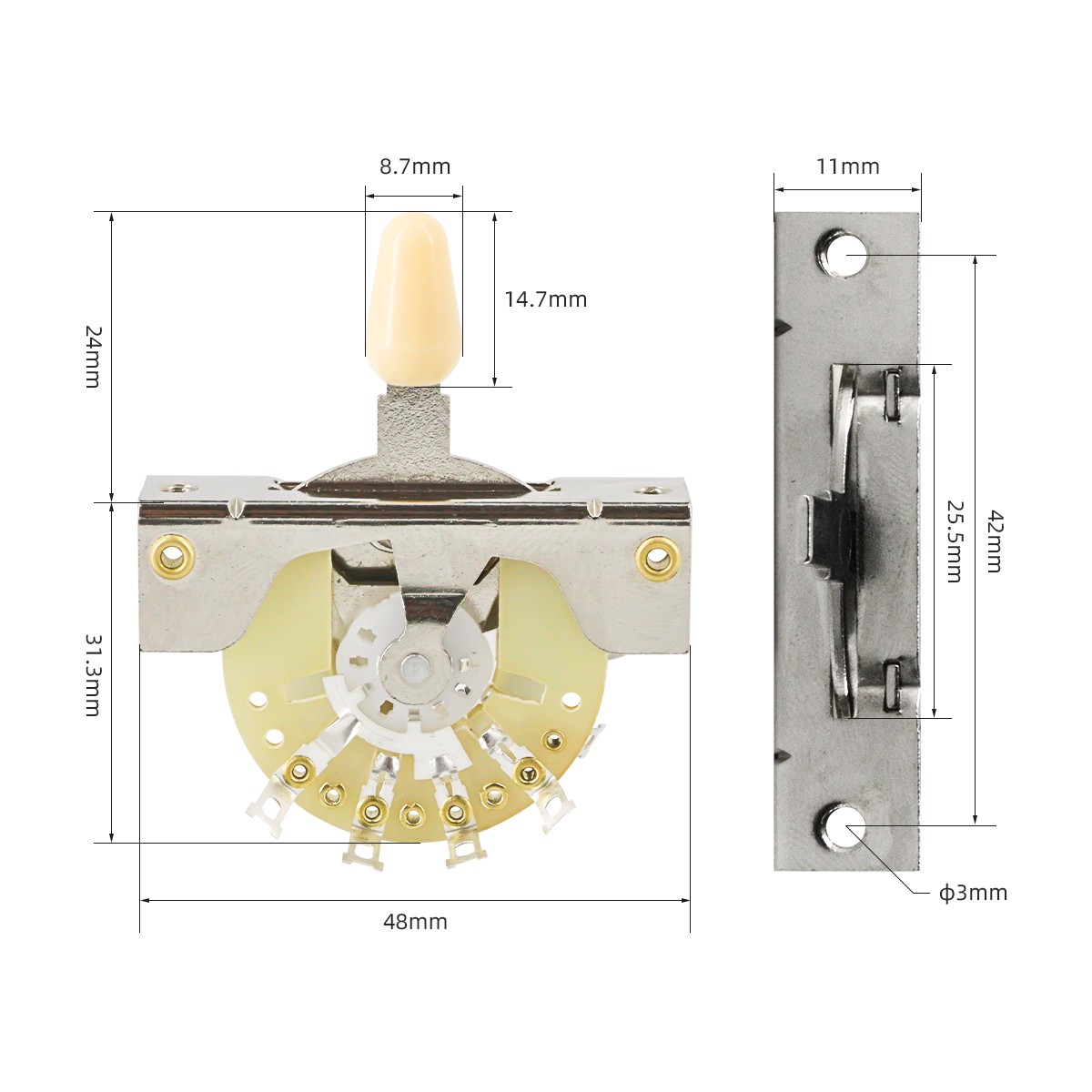 3-Way Guitar Pickup Selector Blade Switch with 3pcs Tip for Tele Electric Guitar Accessories