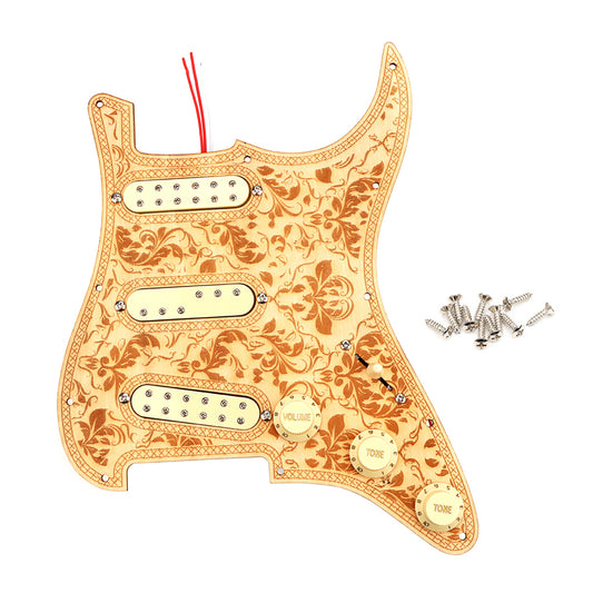 Prewired Pickguard Loaded Single Coil Sized Mini-Humbucker Pickup for Strat Style Electric Guitar Wood