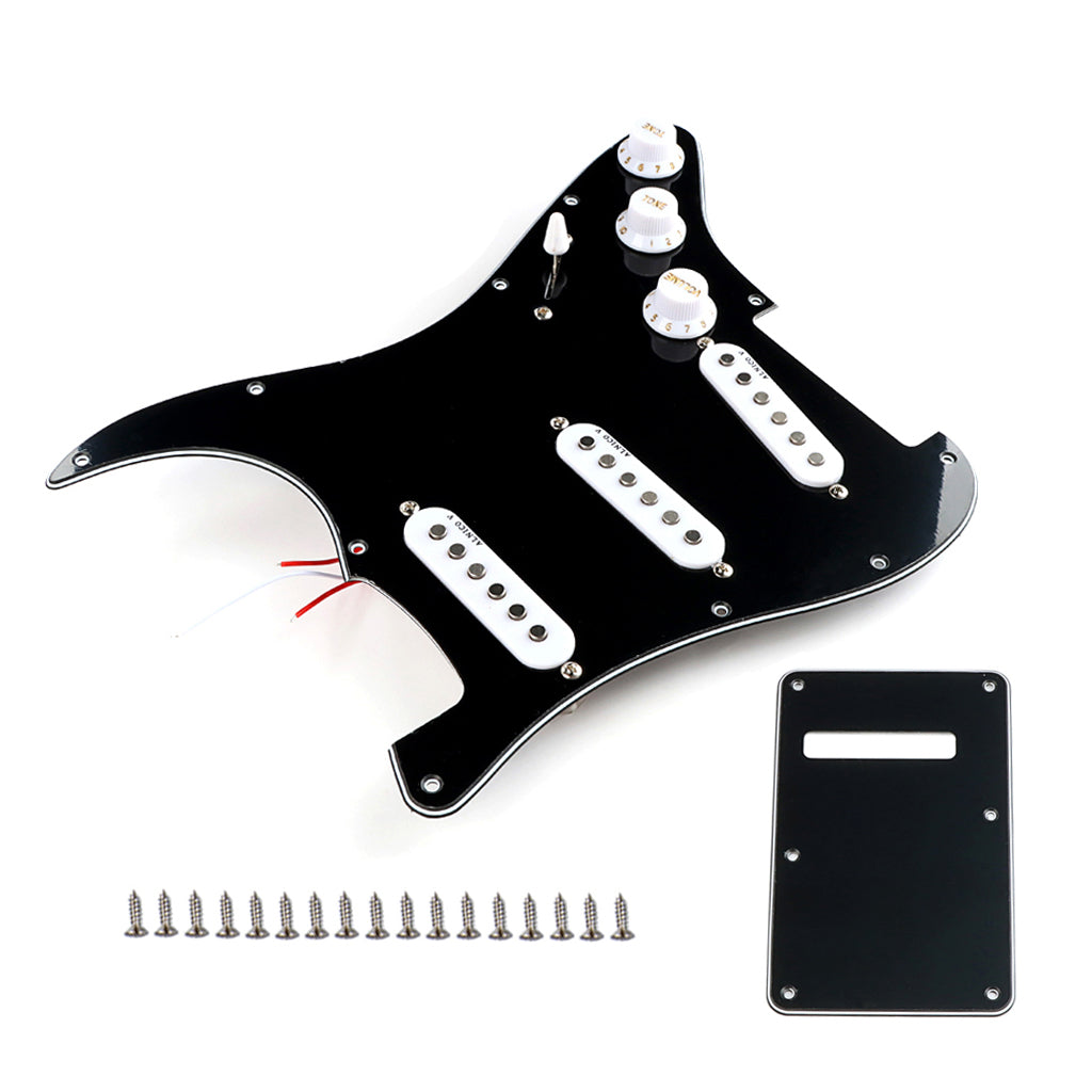 Black/White Prewired Loaded Electric Guitar Pickguard SSS ST 11 Hole Alnico 5 Staggered Single Coil Pickup