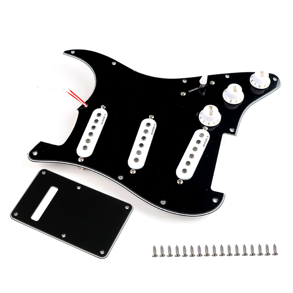 Black/White Prewired Loaded Electric Guitar Pickguard SSS ST 11 Hole Alnico 5 Staggered Single Coil Pickup