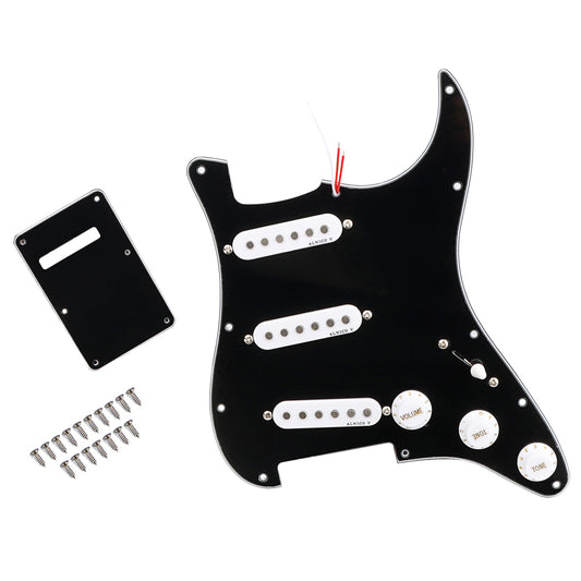 Black/White Prewired Loaded Electric Guitar Pickguard SSS ST 11 Hole Alnico 5 Staggered Single Coil Pickup