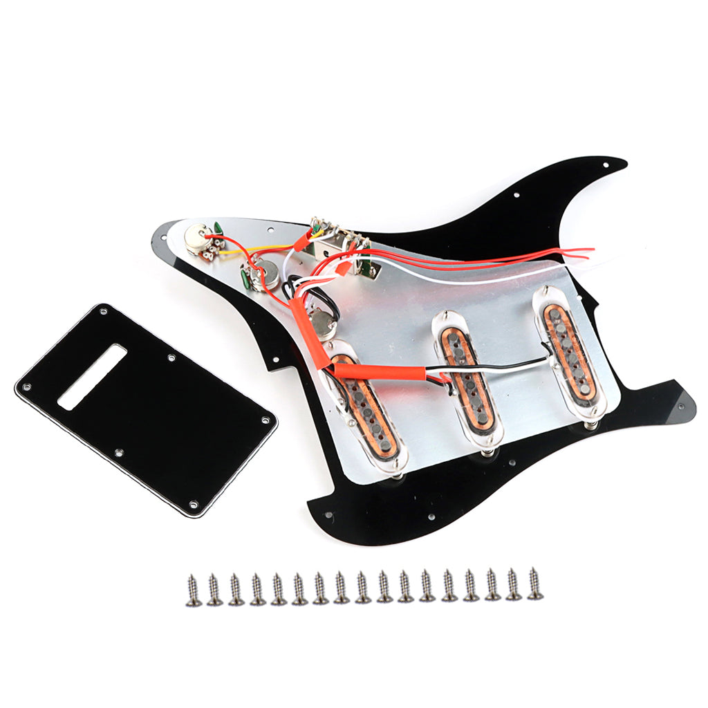 Black/White Prewired Loaded Electric Guitar Pickguard SSS ST 11 Hole Alnico 5 Staggered Single Coil Pickup