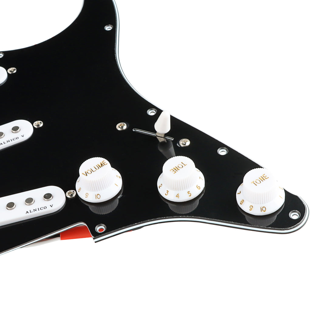 Black/White Prewired Loaded Electric Guitar Pickguard SSS ST 11 Hole Alnico 5 Staggered Single Coil Pickup