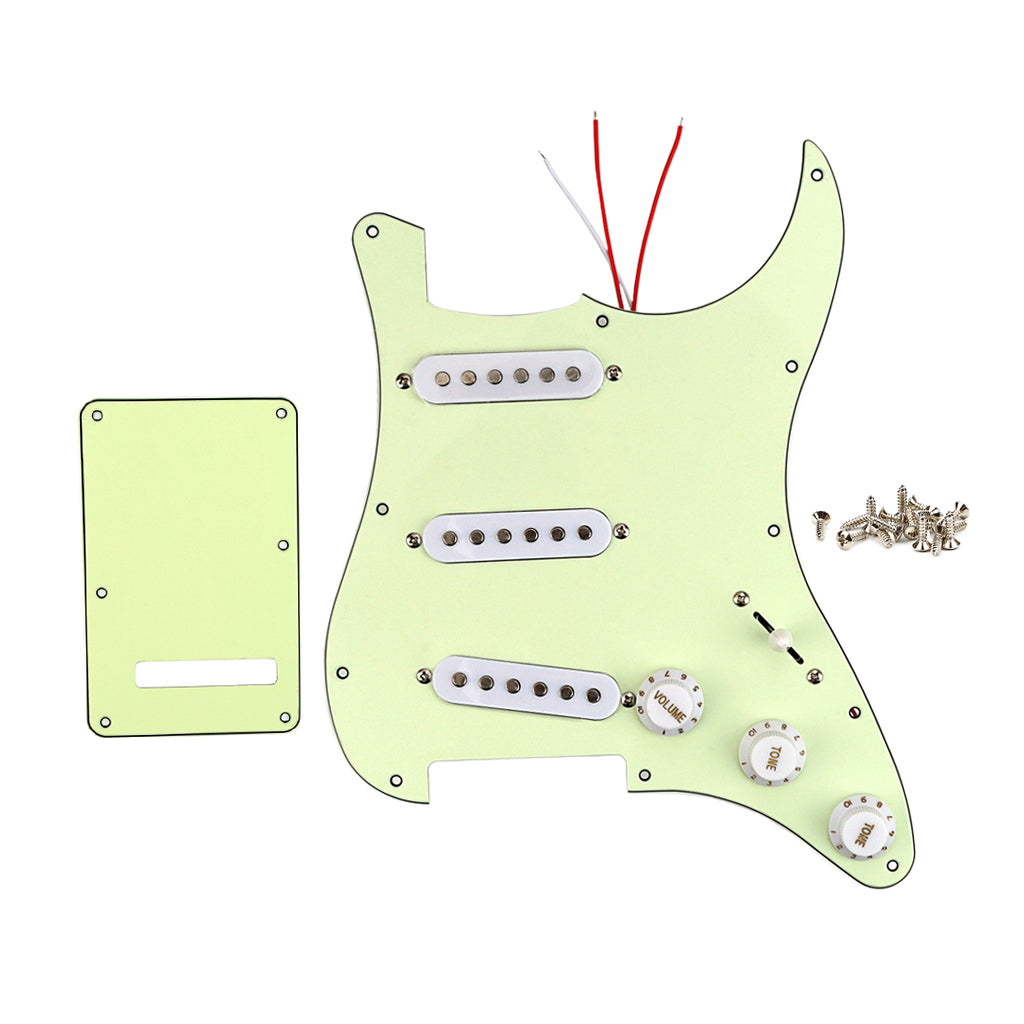 Pre-wired SSS Guitar Loaded Pickguard with Backplate for Strat Style Electric Guitar Mint Green 3Ply