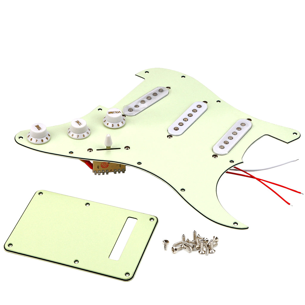 Pre-wired SSS Guitar Loaded Pickguard with Backplate for Strat Style Electric Guitar Mint Green 3Ply